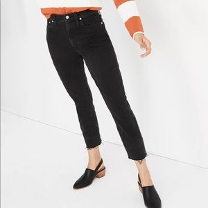 Madewell high-rise slim crop boy jean, 26 petite, Lunar wash, black